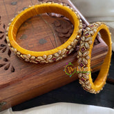 Kada Kundan Bangle-Flower Brown - G3673